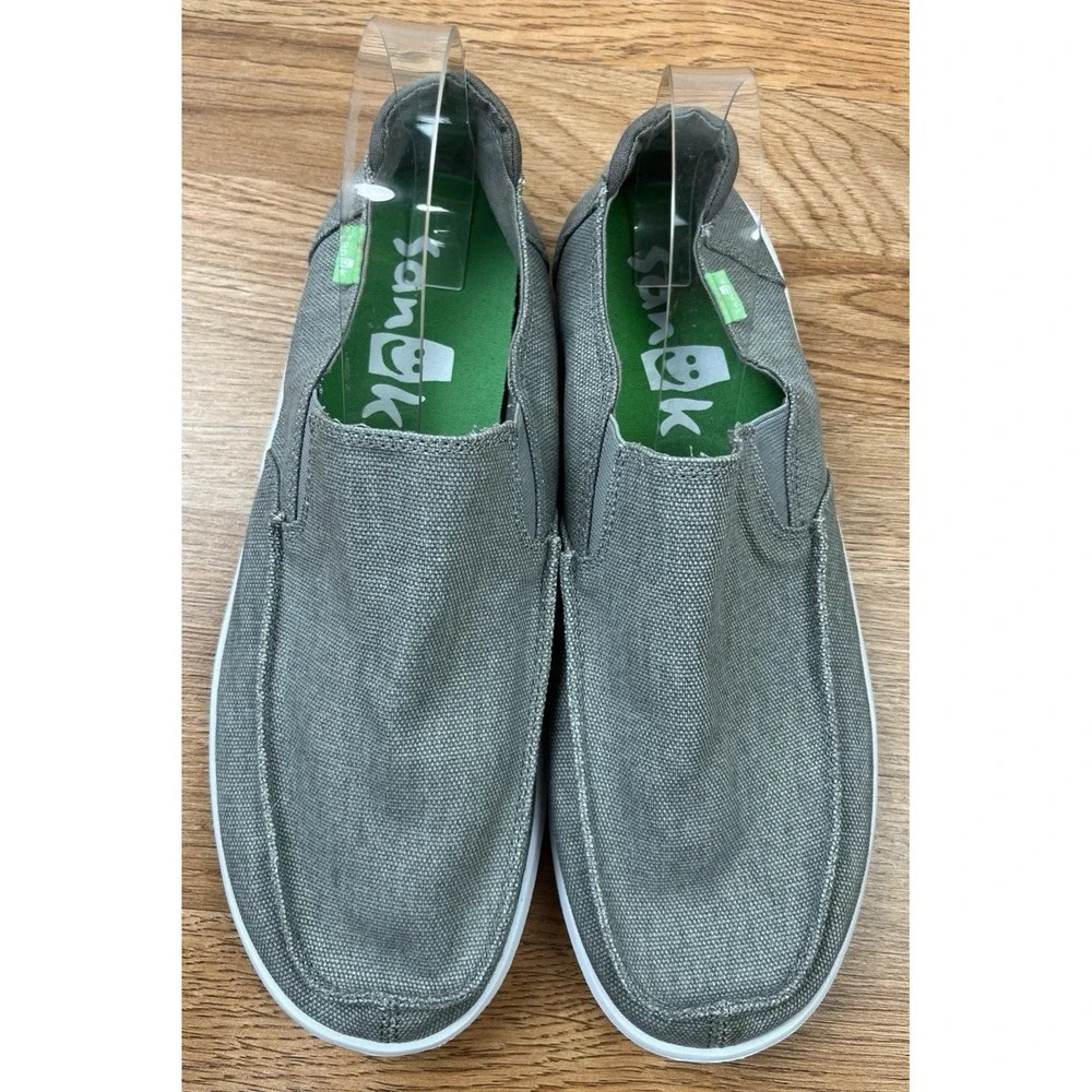 Sanuk Men's Hi Five Comfort Loafers Grey Slip-on Sneakers Size 10